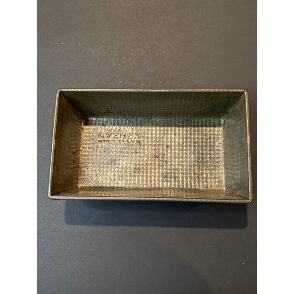 Vintage Ovenex Perfect Bakeware Loaf Pan Waffle Texture Steel Made in USA 9.5in